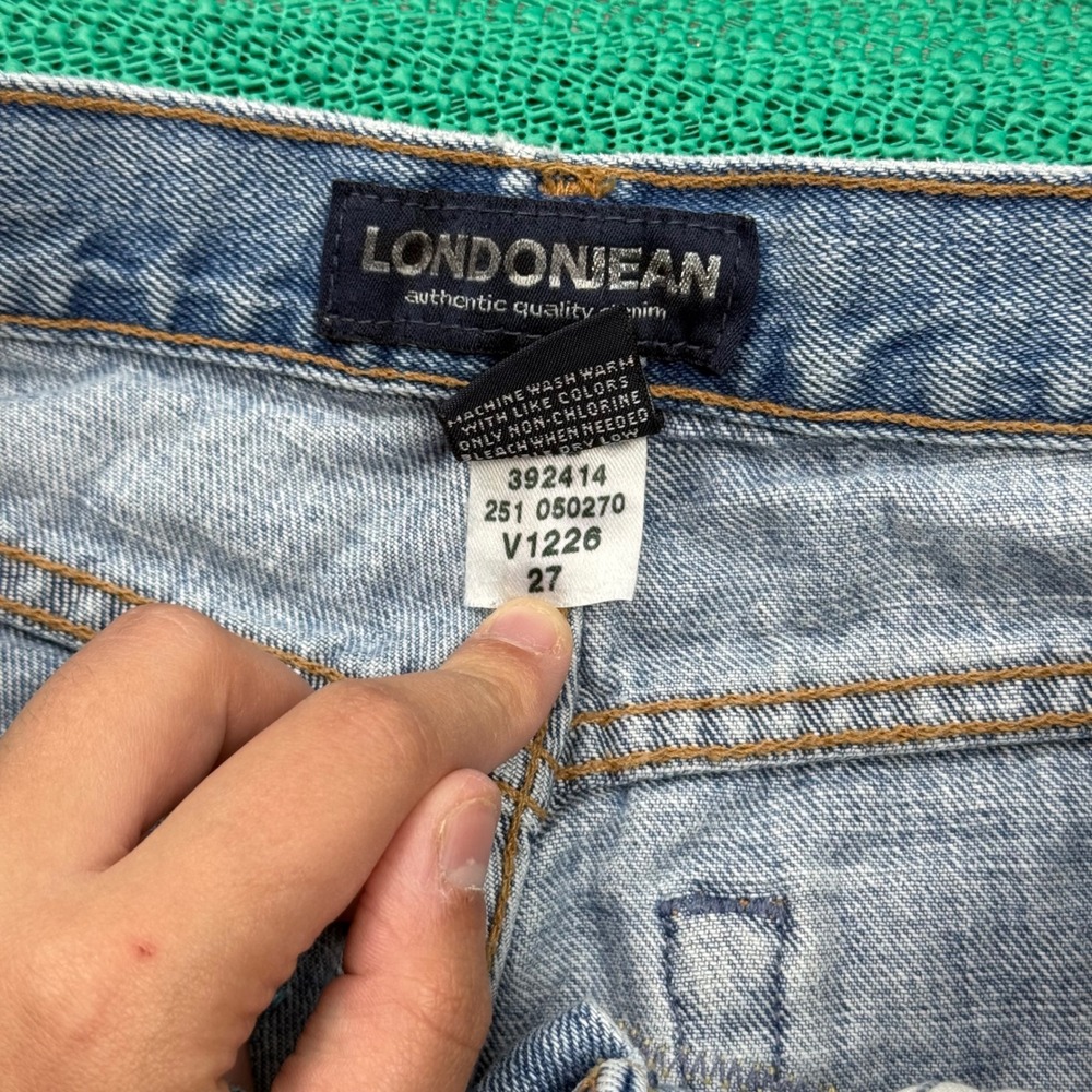 Y2K London Jean Vintage Straight Leg Patchwork Sexy Butt Spell Out Denim Size 6 - Picture 6 of 11